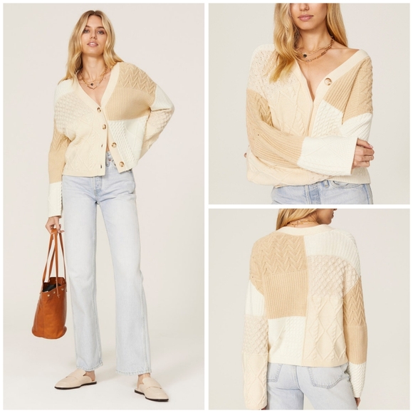 Rails Sweaters - Rails Reese patchwork Cable knit cardigan size S